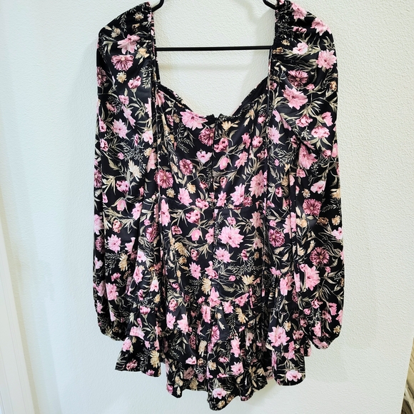 Forever 21 Black and Pink Floral Top - Picture 3 of 4